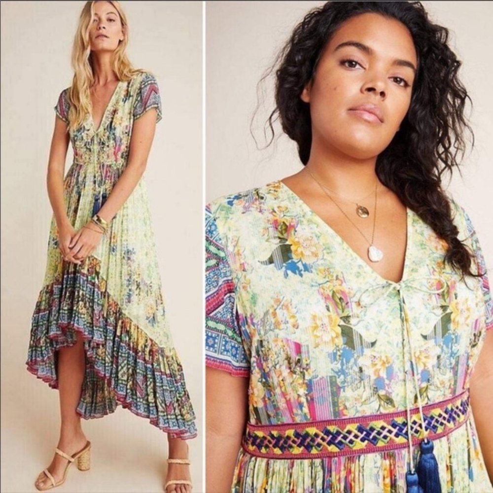New Arianna High-low Bhanuni by Jyoti Embroidered Maxi Dress Size 10